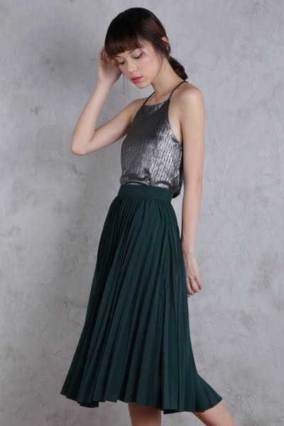forest green midi skirt
