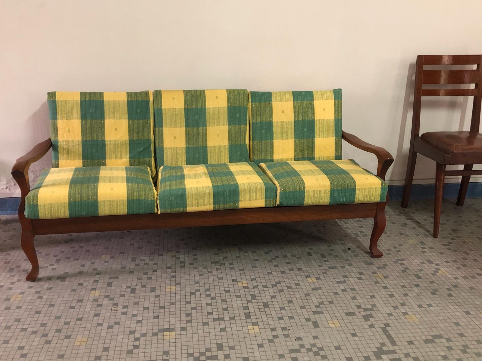 Vintage 70s teak wood 3 seater sofa Furniture Home Living