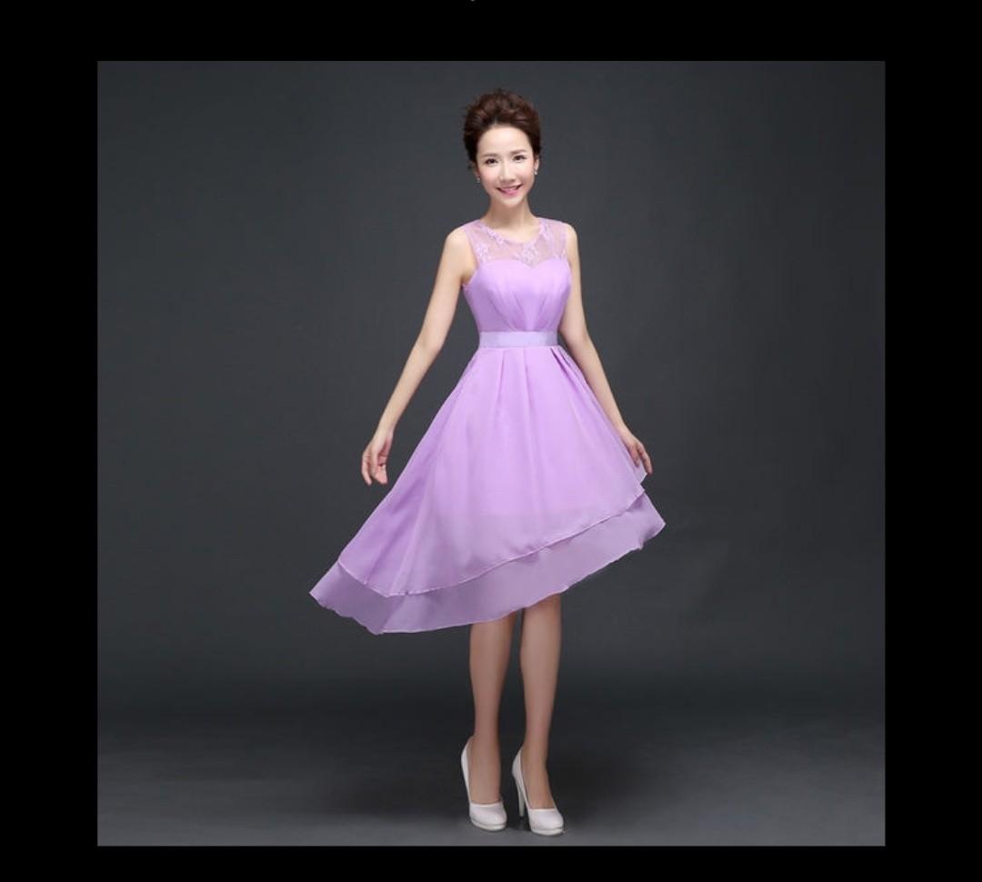 Purple tea length best sale formal dresses