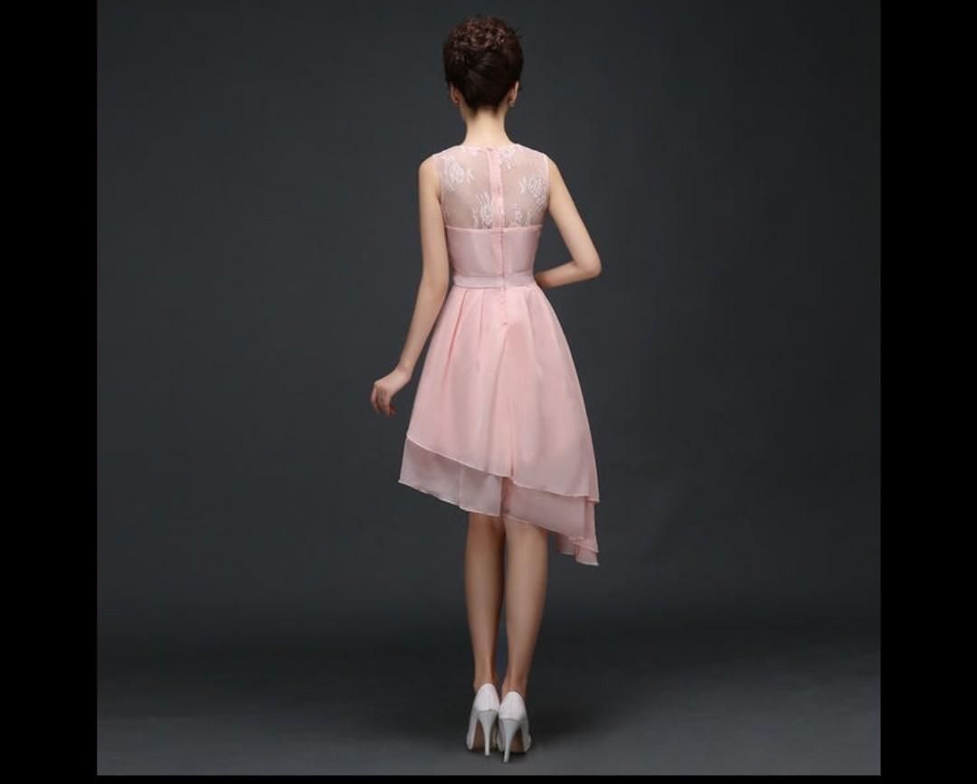 Purple knee store length bridesmaid dresses
