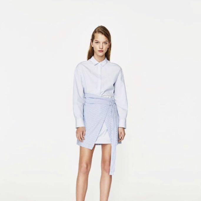 zara blue wrap dress