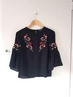 ♦️Black sheer floral top