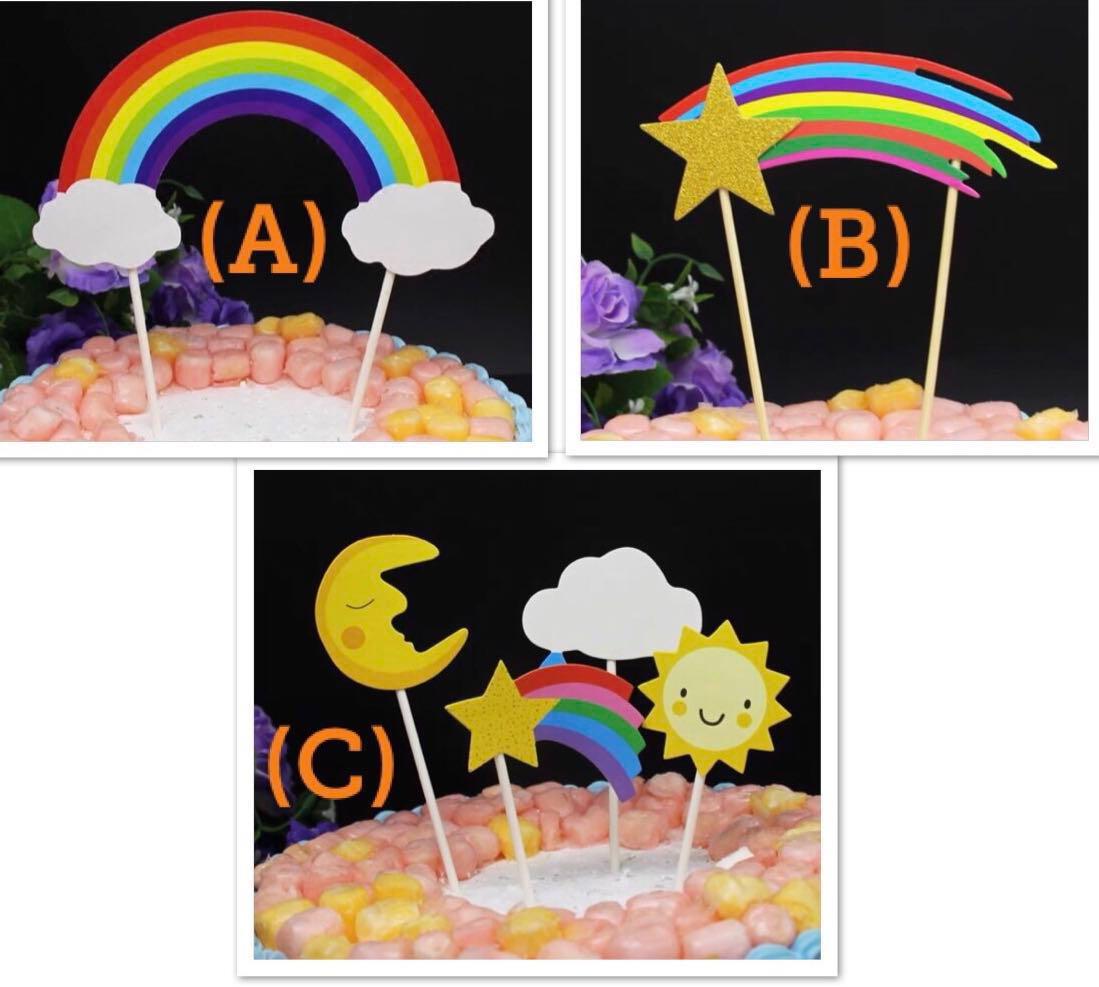 27 12 Free Normal Mail Rainbow Theme Birthday Cake Toppers