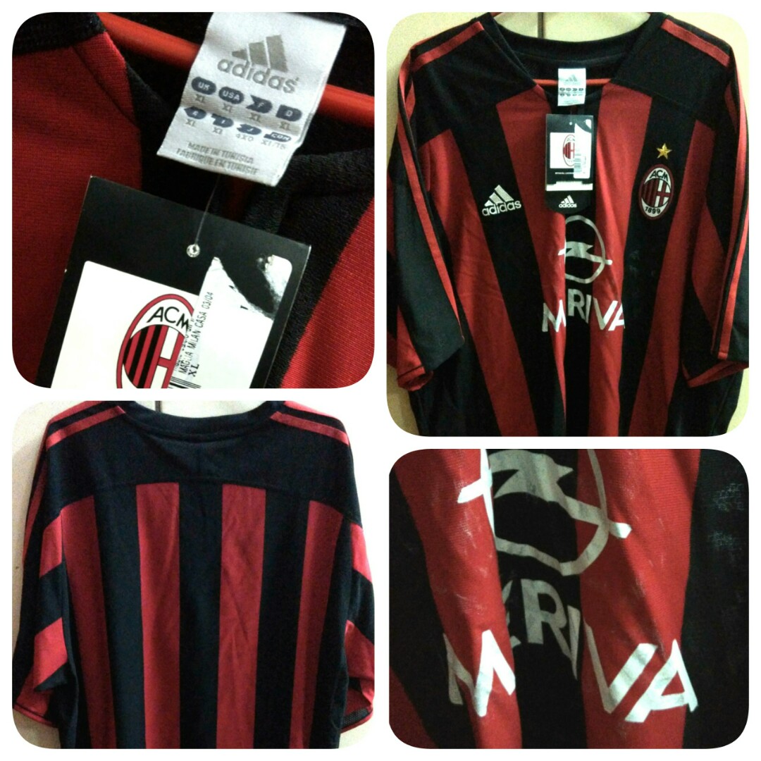 Ac Milan Adidas Home Kit 2003 2004 Size Xl Jersey Original Sports Athletic Sports Clothing On Carousell