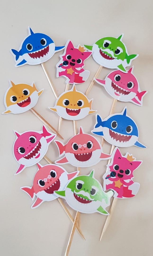 Baby Shark Cupcake Topper Design Craft Art Prints On Carousell