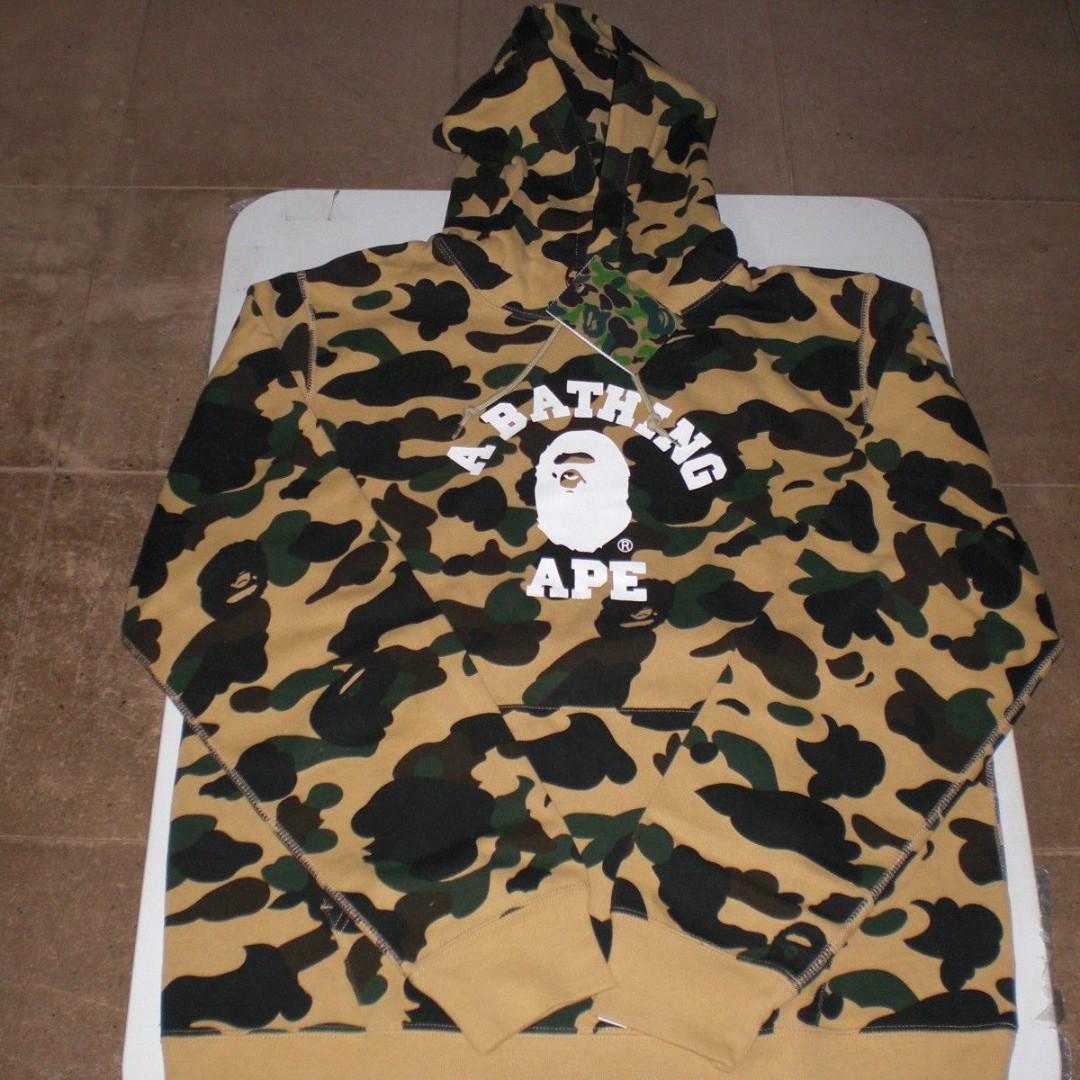 bape 1st camo college pullover hoodie