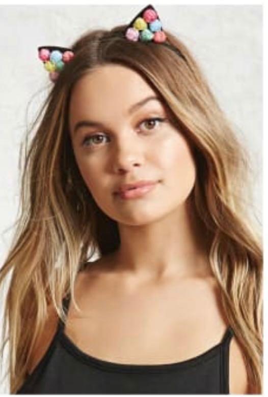 Brand New Auth Forever 21 Rose Bud Cat Ear Headband Women S Fashion Accessories Hair Accessories On Carousell