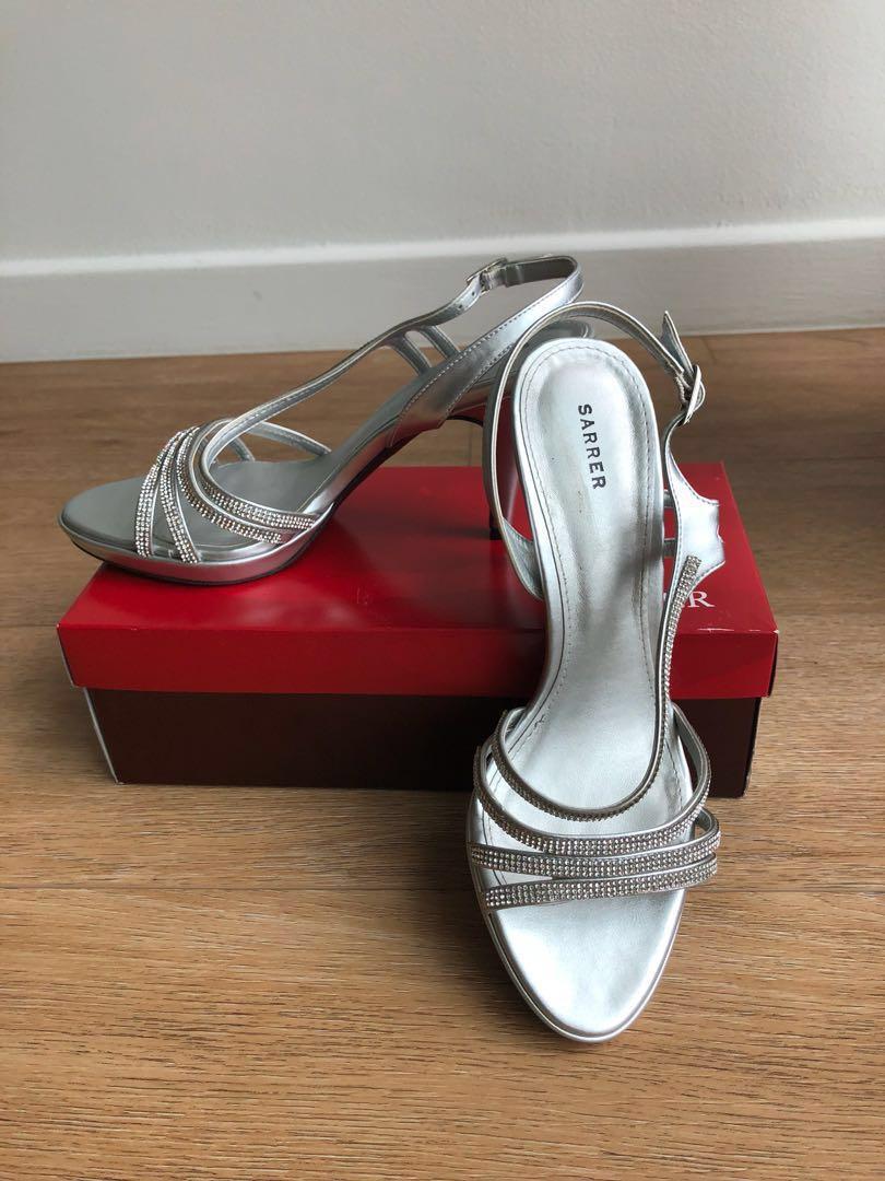 silver bling strappy heels