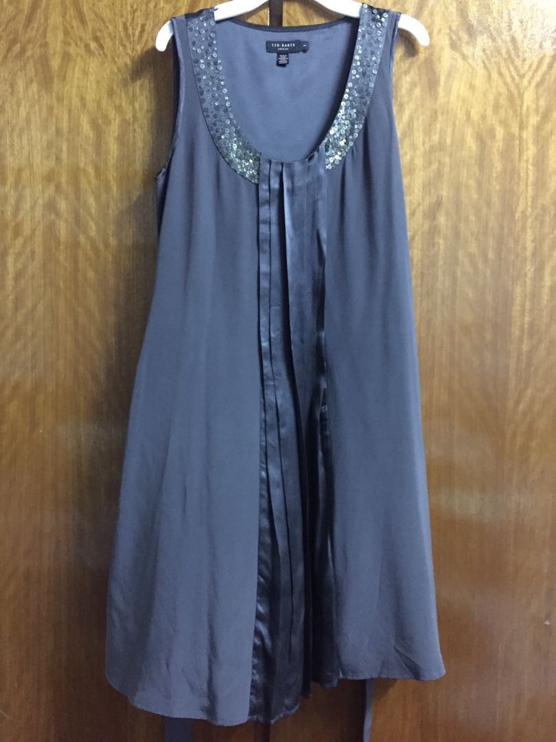 Dark Grey Ted Baker Sequin Dress, Women's Fashion, Muslimah Fashion ...