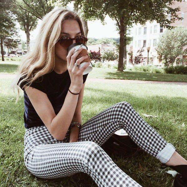 Black and White Gingham Pants - Trouser Pants - High Waisted Pant