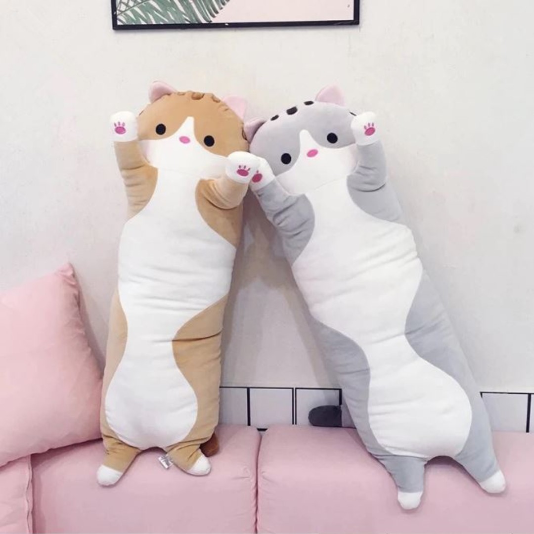 Free Delivery Creative Long Soft Cat Plush For Office Lunch Break Nap Sleeping Pillow Toys Games Stuffed Toys On Carousell