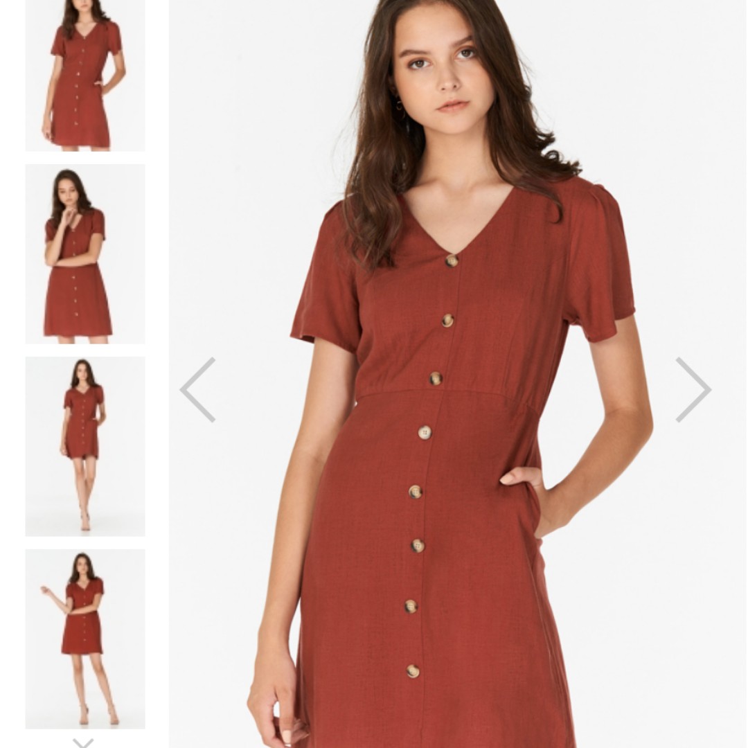 Marella Linen Dress in Brick Red Women s Fashion Tops Sleeveless on Carousell