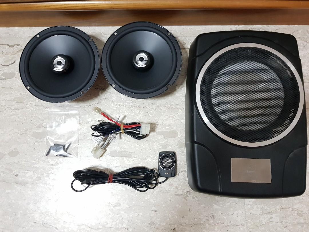 hertz woofer with amplifier for car
