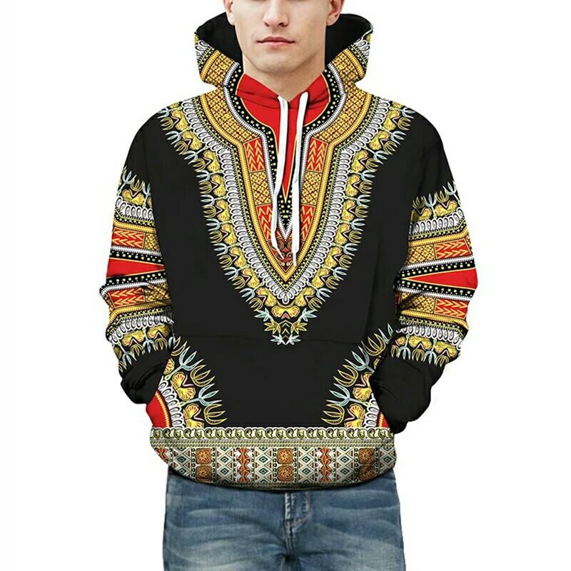 Men African Hoodie Hiphop Clothes Colorful Ethnic Sweatshirt