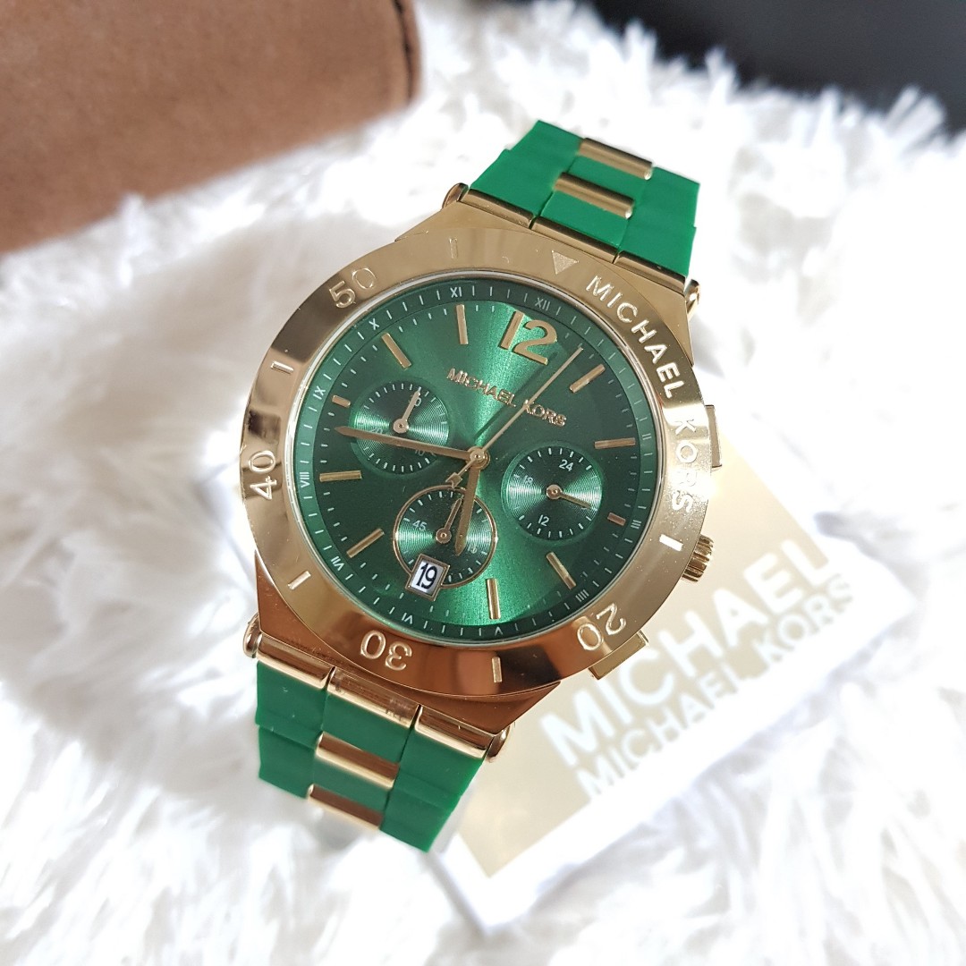 mk green watch