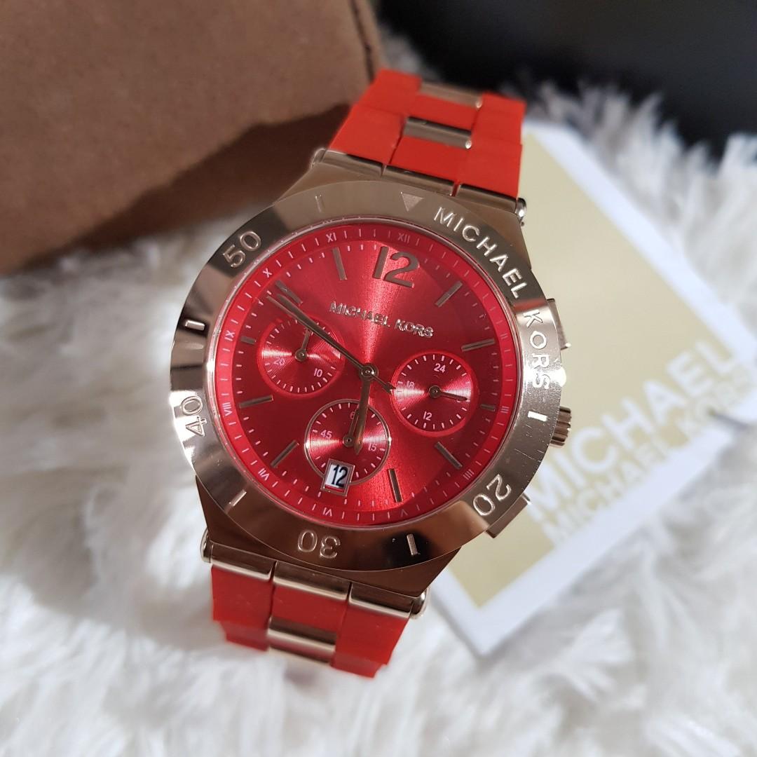 michael kors red watch women's