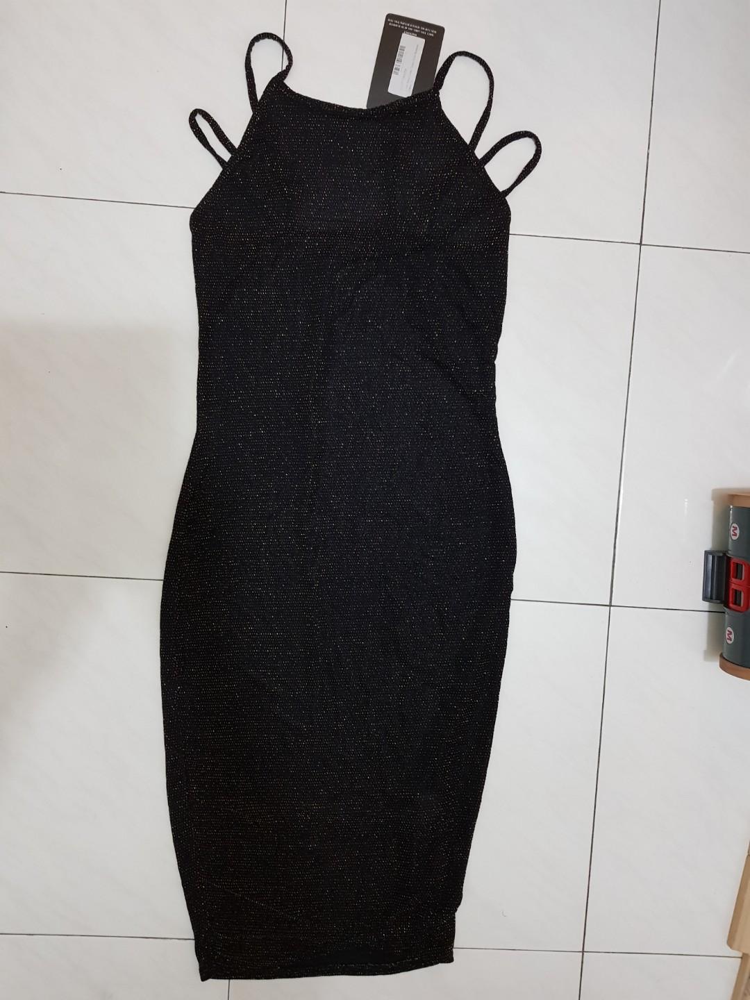 pretty little thing black glitter dress