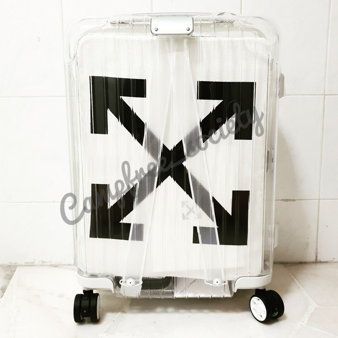 off white luggage transparent