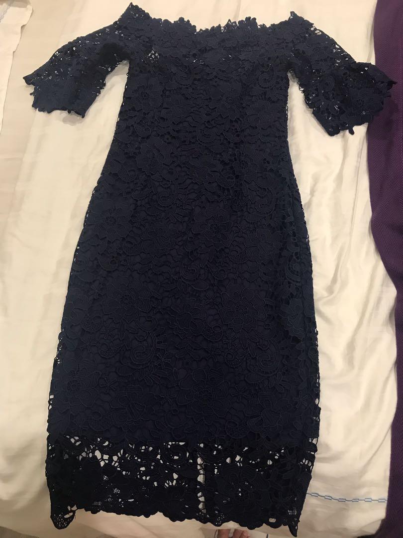 Paper dolls 2025 navy crochet dress