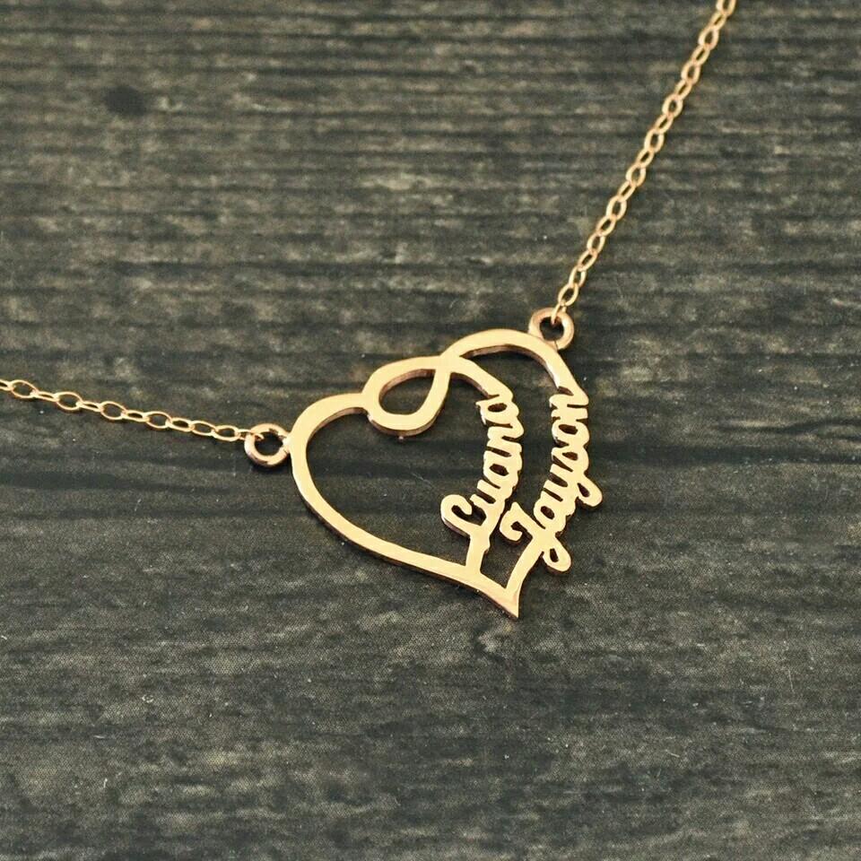 Personalized Heart Name Necklace Couples Name Necklace Name Heart Necklace Gift For Her Custom Necklace Women S Fashion Jewellery Necklaces On Carousell