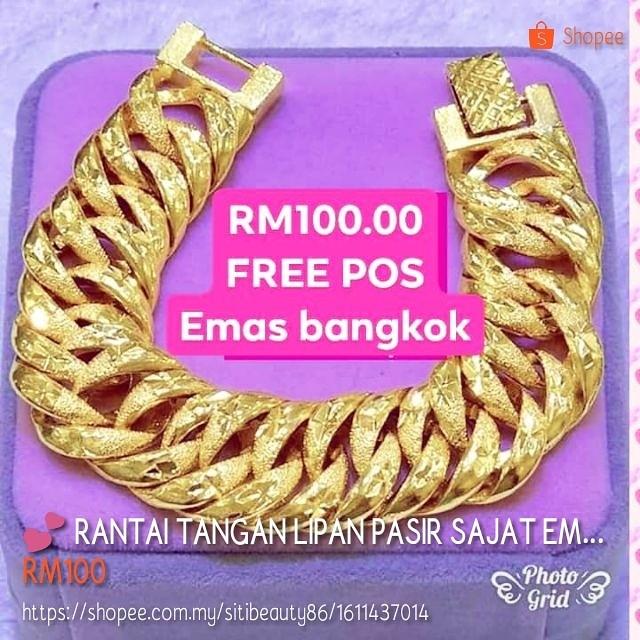 Rantai Tangan Lipan Pasir Sajat Emas Bangkok 2cm Lebar 20cm Panjang Women S Fashion Jewellery On Carousell