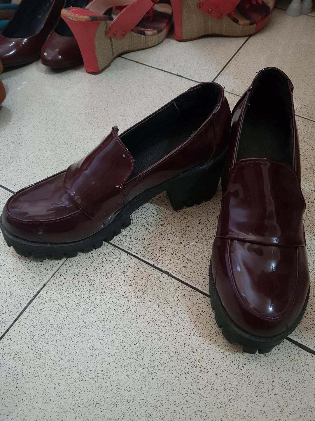 Sepatu Sekolah Jepang Marun Fesyen Wanita Sepatu Di Carousell