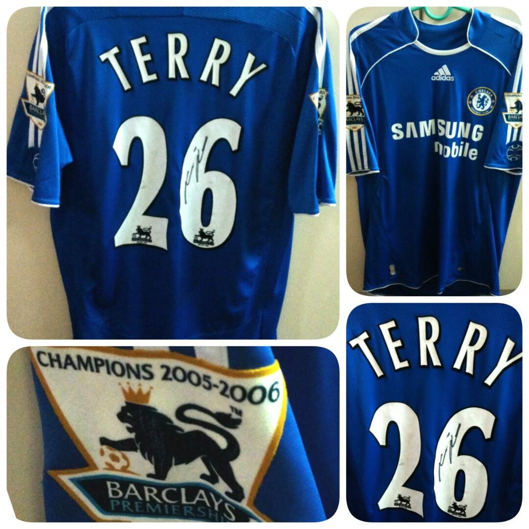Signed John Terry 26 Chelsea Adidas Home Kit EPL 2006-2008 Jersey SS Men M  Ori