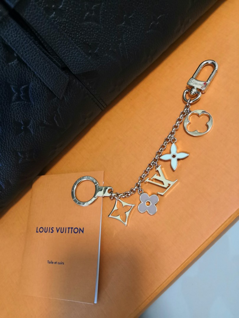 Authentic Louis Vuitton Fleur de Monogram bag charm keychain keyring