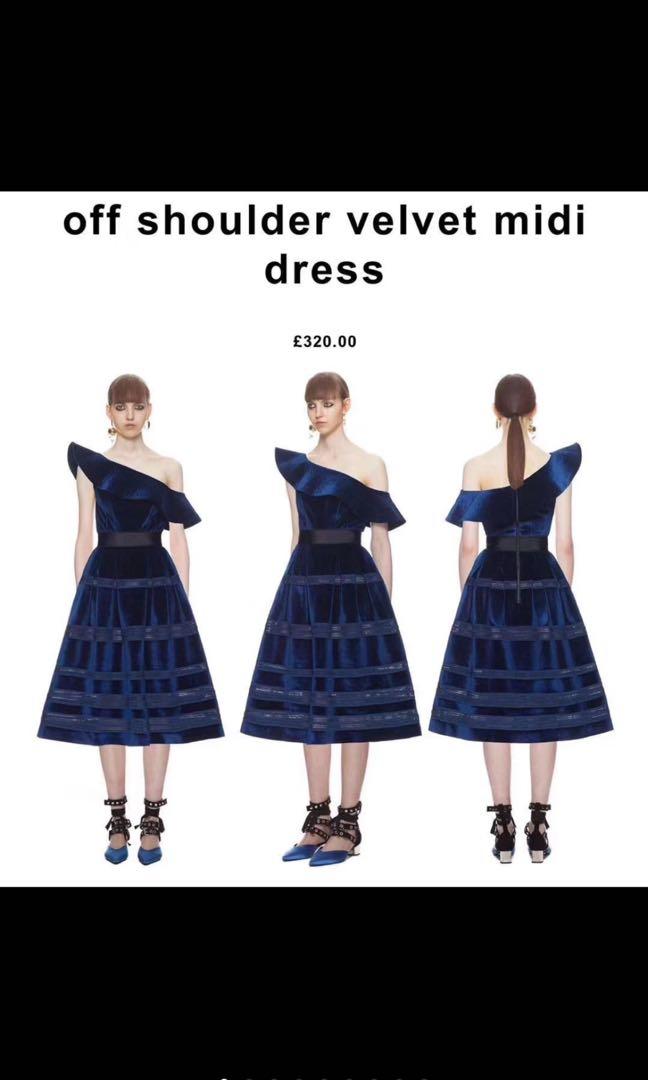 Self portrait one shoulder velvet midi dress sales