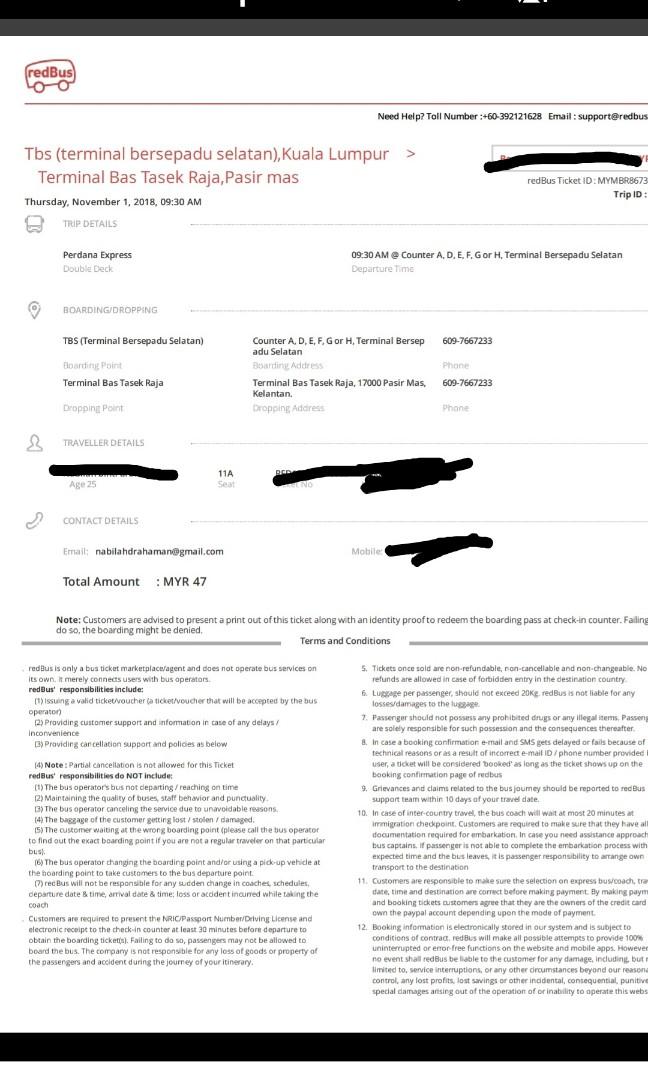 Bus Ticket To Let Go From Tbs To Pasir Mas Tickets Vouchers Event Tickets On Carousell