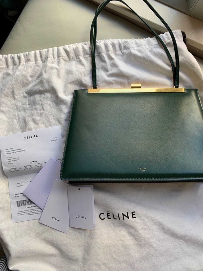 Celine Soft Medium Clasp Dark Green, 名牌, 手袋及銀包- Carousell