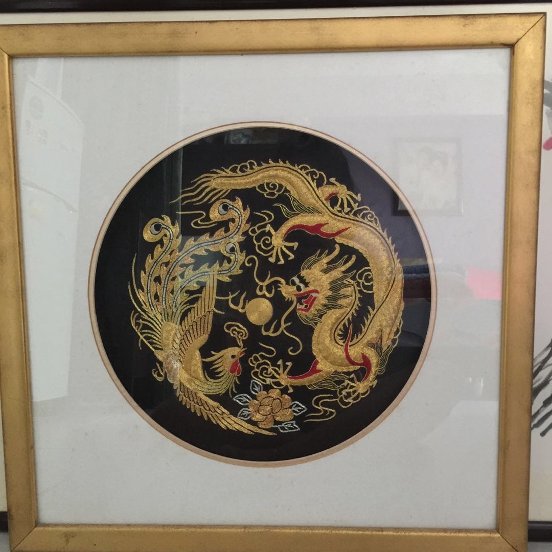Chinese Embroidery Painting Dragon Phoenix Design Craft Art Prints On Carousell