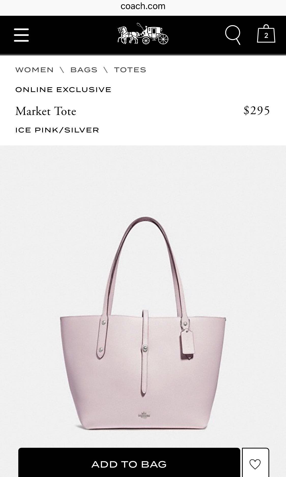 Coach market tote top ice pink