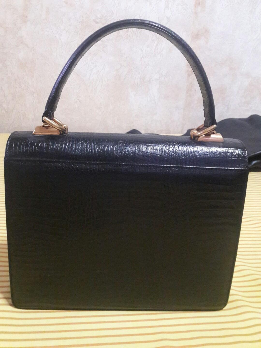 Esquire Collection Genuine Leather Top Handle Black Bag, Luxury, Bags