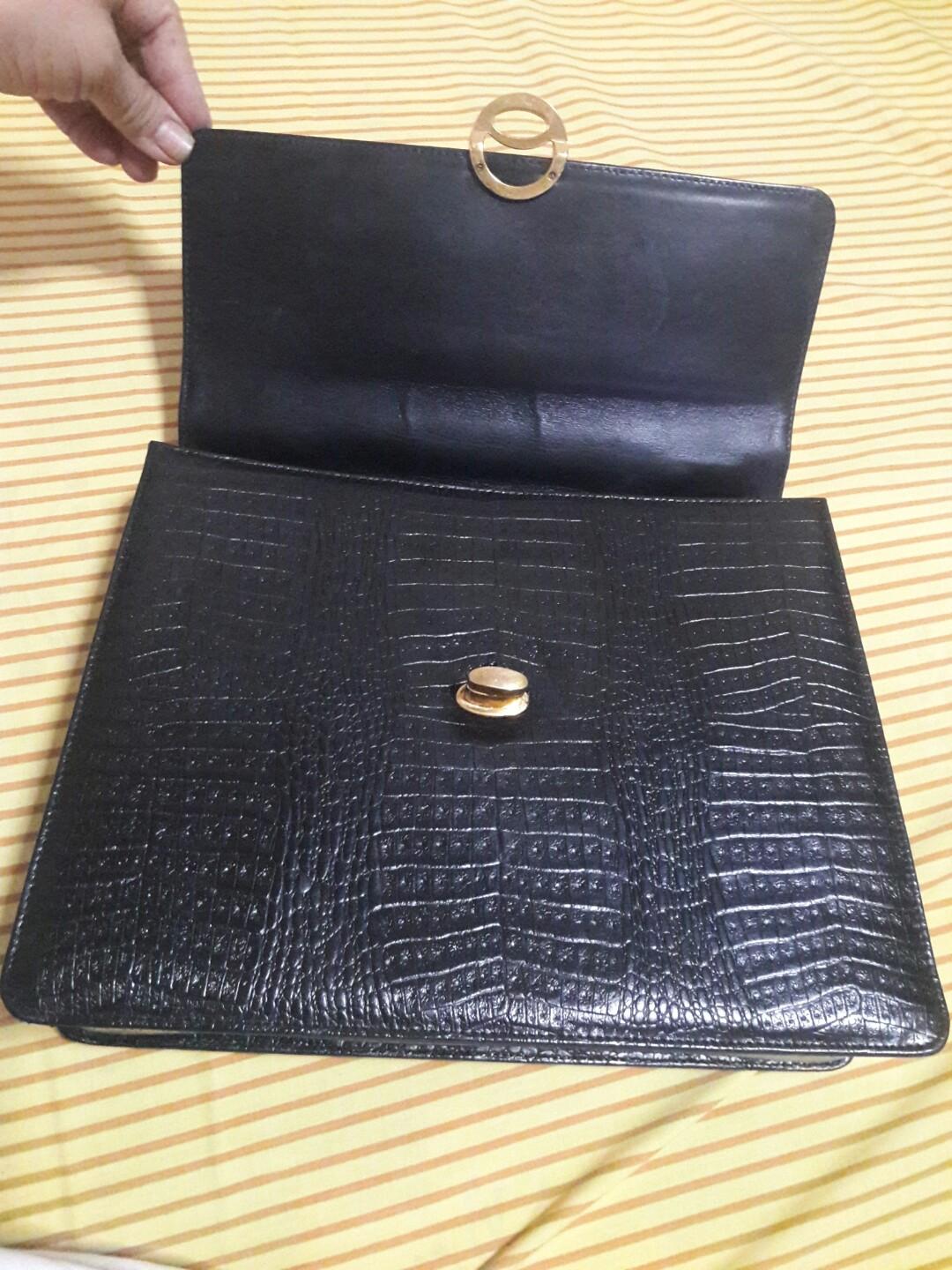 Esquire Collection Genuine Leather Top Handle Black Bag, Luxury, Bags