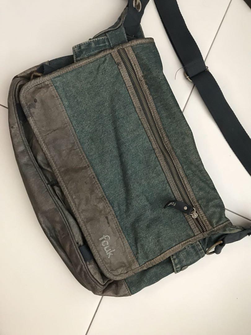 Fcuk distressed Denim sling bag, Men's 