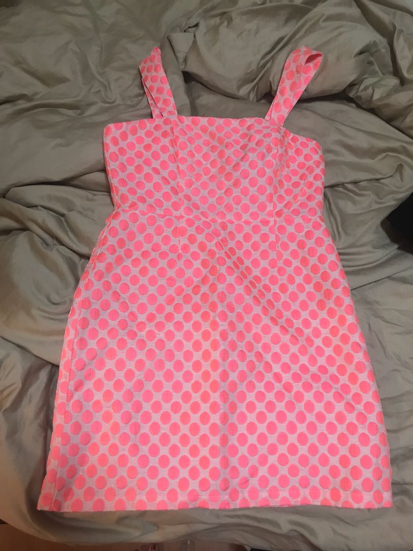 neon polka dot dress
