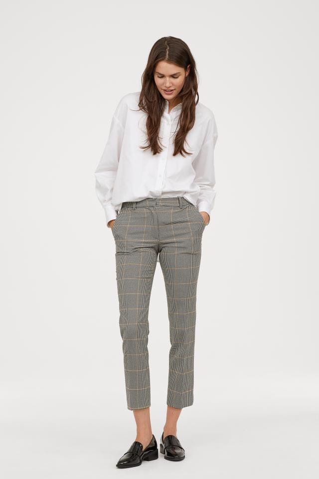 Allegra K Women's Vintage Tartan Plaid Pants Elastic Waist Straight Long  Trousers Black Medium : Target
