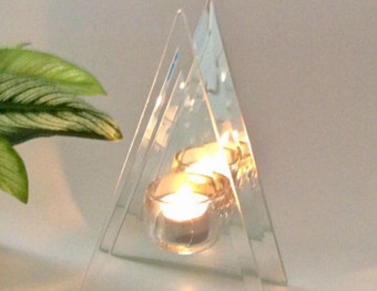Home Decor Antik Triangles Light Mirror Vintage 80s Candle Holder Glass Votive Everything Else Others On Carousell