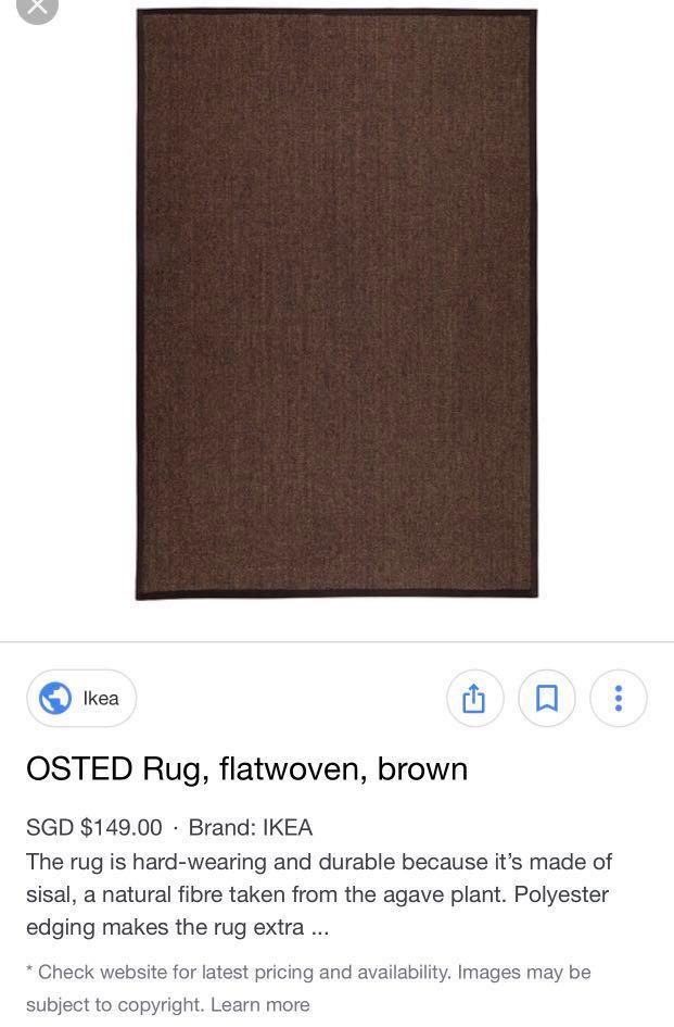 Ikea Osted Rug 230 X 160 Cm Dark Brown Furniture Others On Carousell