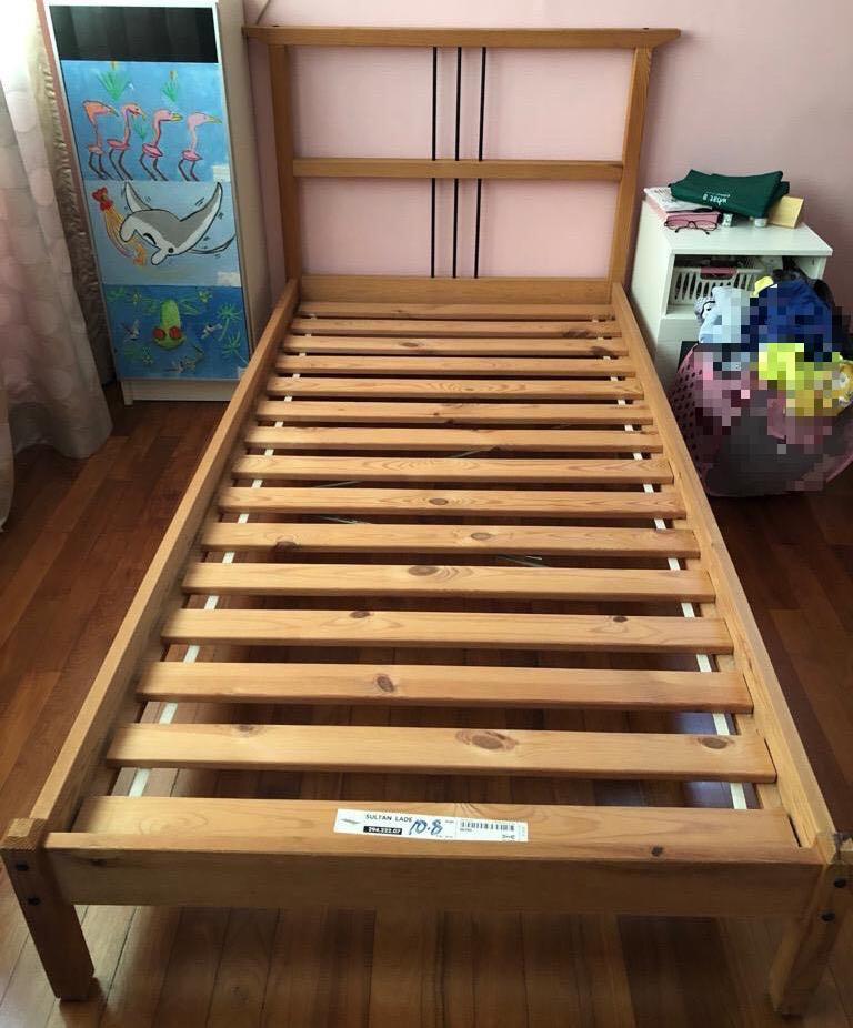 Ikea single wooden bed sale