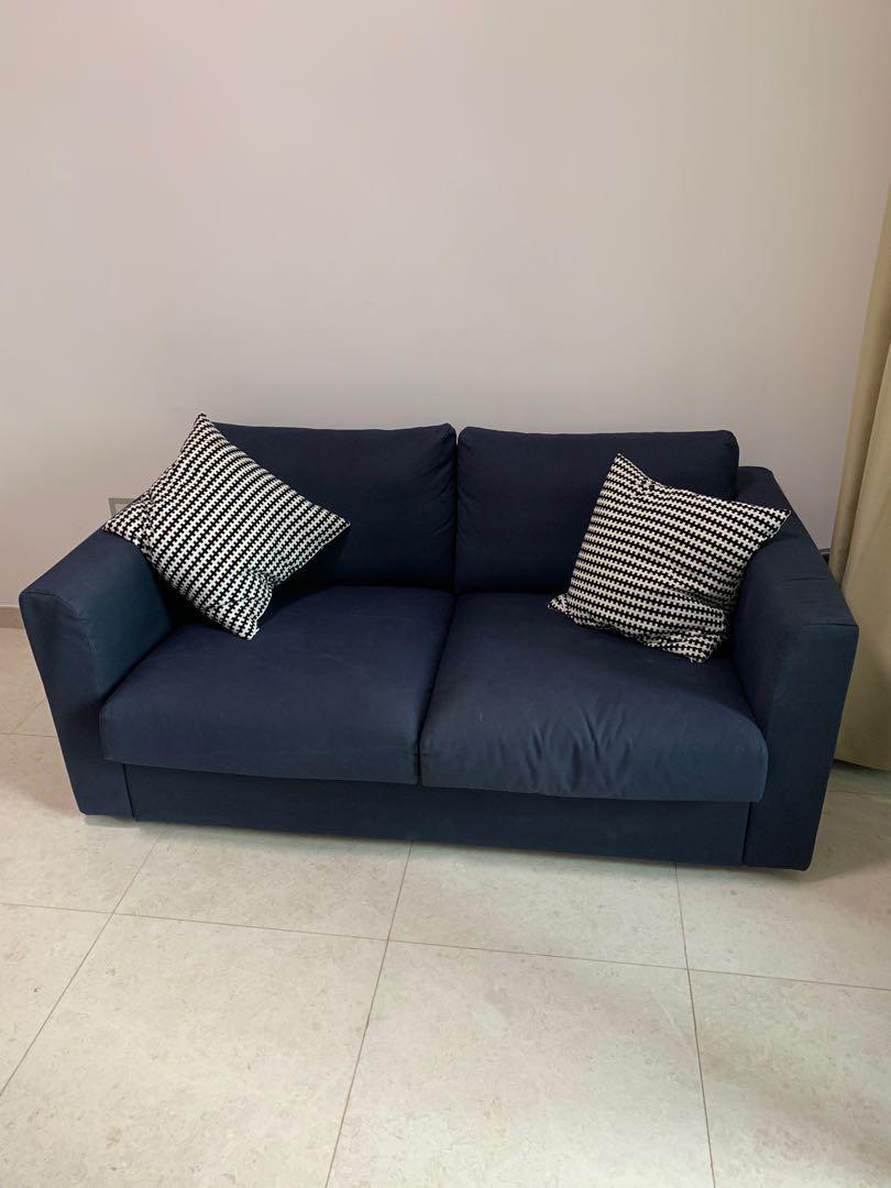 IKEA VIMLE 2 Seat Sofa Navy Blue, Furniture & Home Living, Furniture, Sofas on Carousell