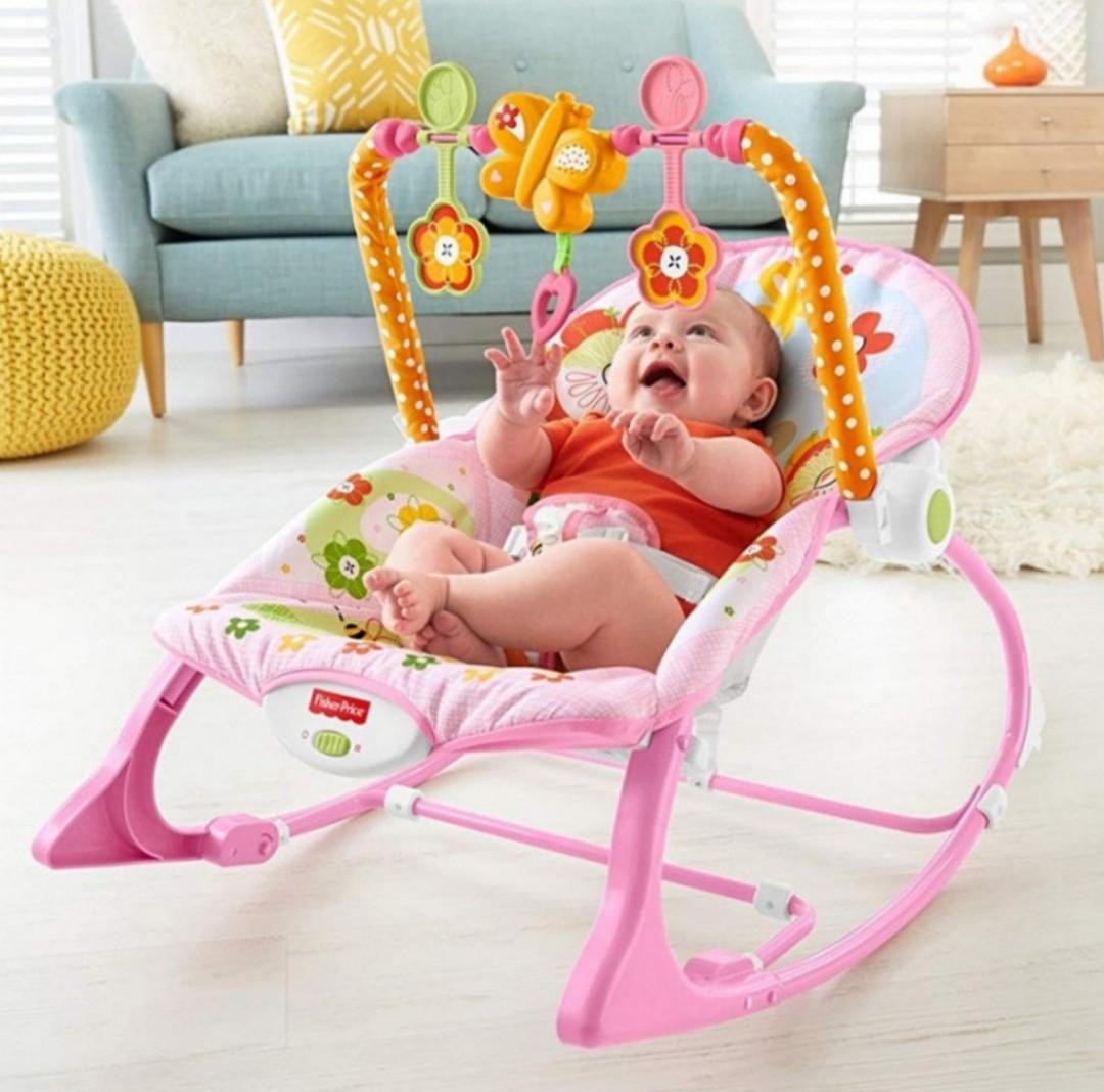 SOLD BN Fisher Price Infant to Toddler Rocker Bouncer Pink Bunny Rabbit Butterfly Babies Kids Infant Playtime on Carousell