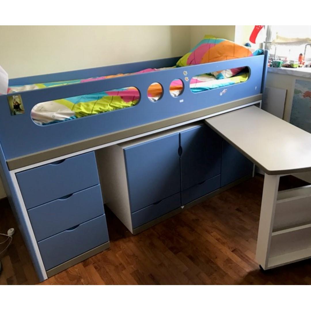 Kids Bed With Study Table And Storage Furniture Beds