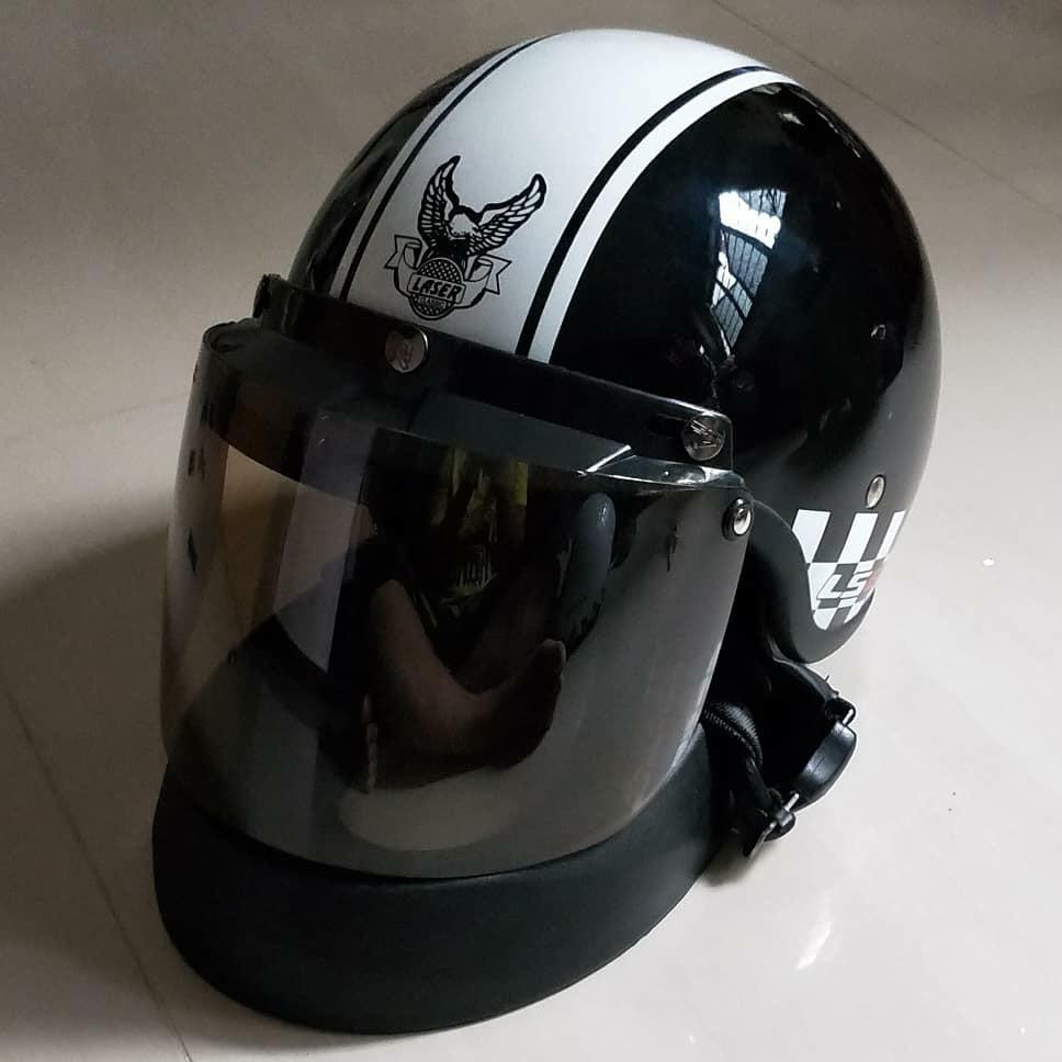 Laser Half Helmet (XL Size), Motorcycles, Motorcycle Accessories on Carousell