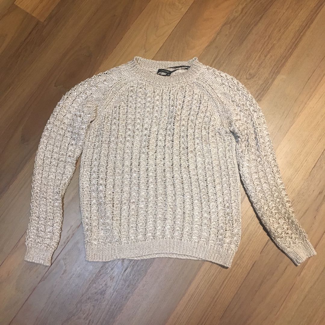 Massimo Dutti Gold Knit Jumper size L Women s Fashion Tops
