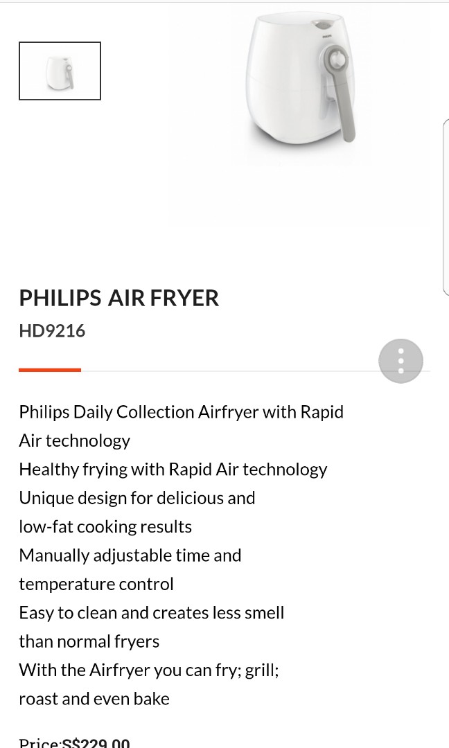 Philips Air Fryer Daily Collection, TV & Home Appliances, Kitchen