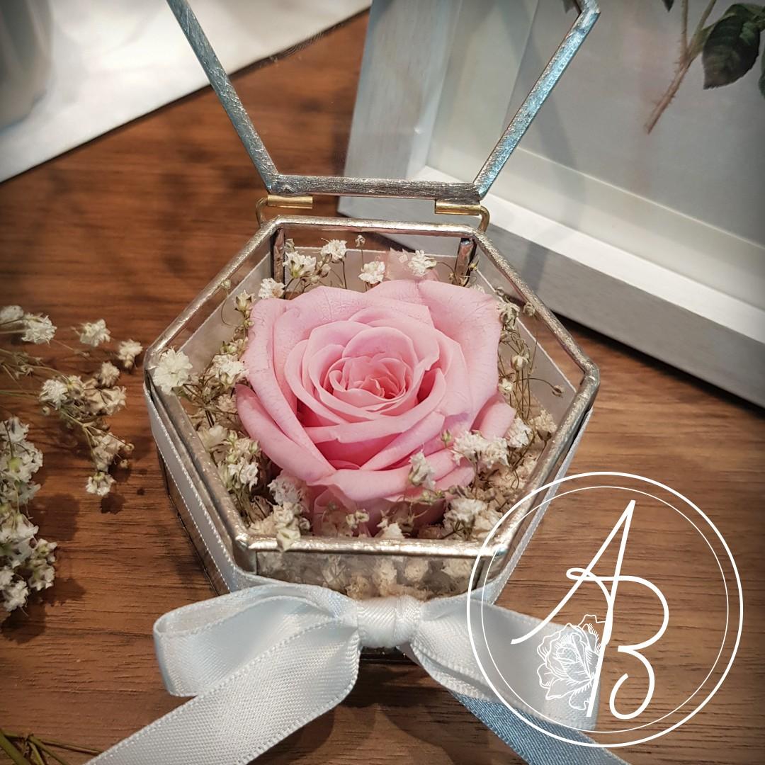 Valentines Early Sale Everlasting Pink Rose In Geometric Glass