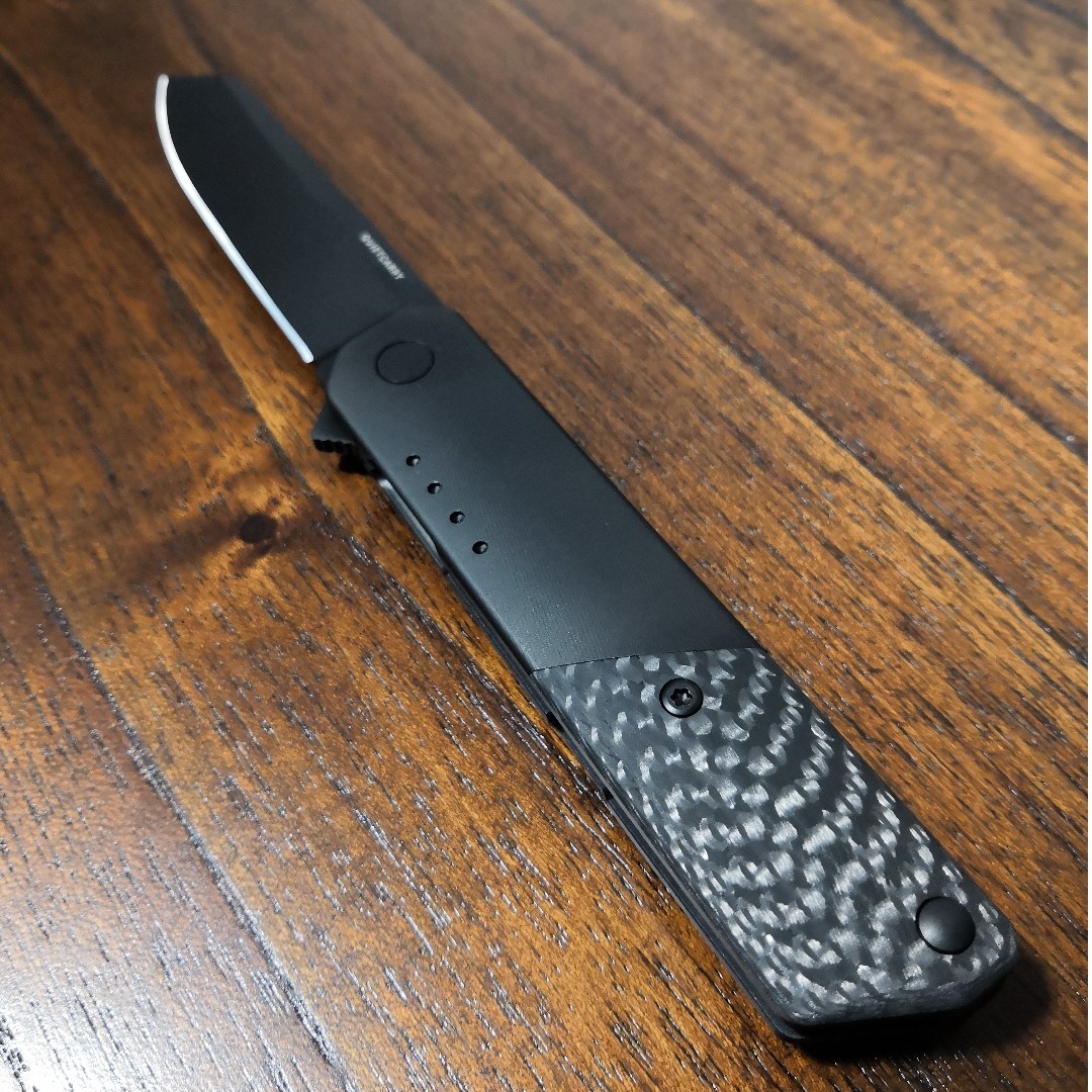 Quiet Carry Titanium iQ Black Pocket Knife with Carbon Fibre Inlay