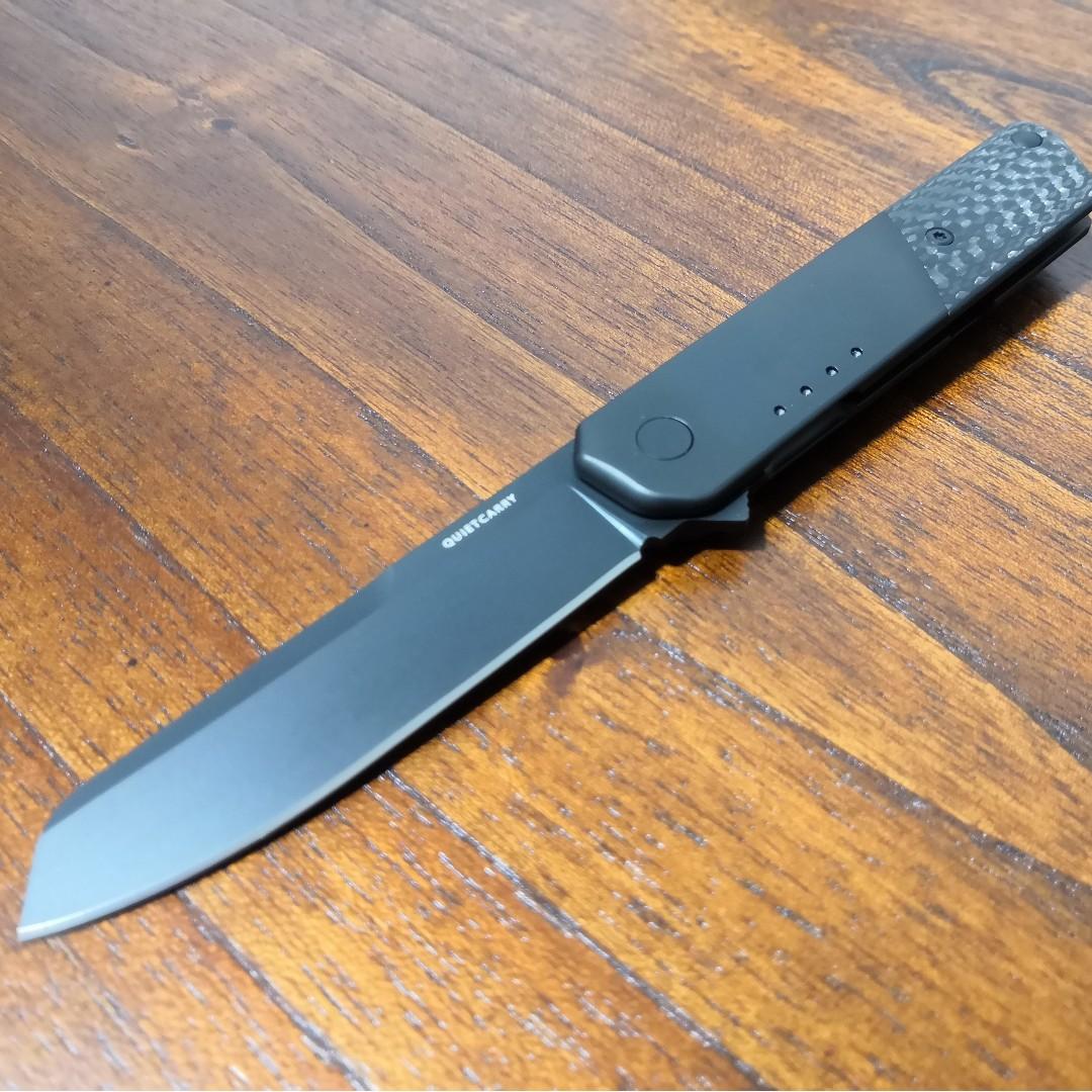 Quiet Carry Titanium iQ Black Pocket Knife with Carbon Fibre Inlay